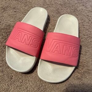 Vans Pink and White Slide Sandals